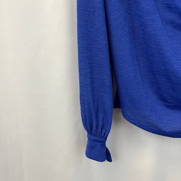 Express Womens Blue Surplice Neck Long Sleeve Pullover Blouse Top Size Small - Picture 6 of 10